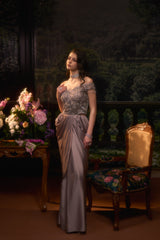 LUMI Mauve Draped Gown Set