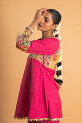 Pink Woven Chanderi Sharara Set