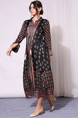 BLACK ETHNIC PRINTED DRESS SET