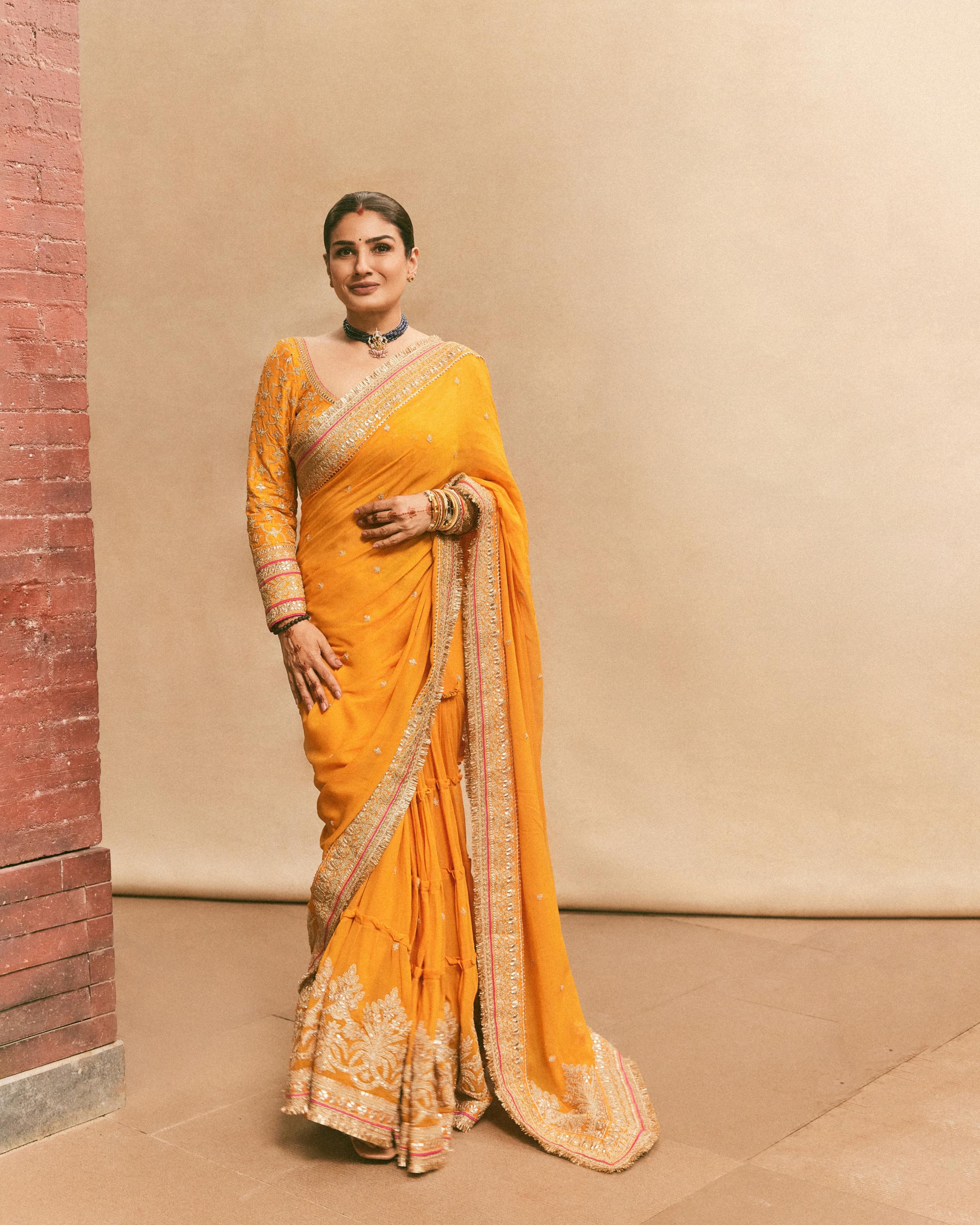 Raveena Tandon in Dilruba Saree Set