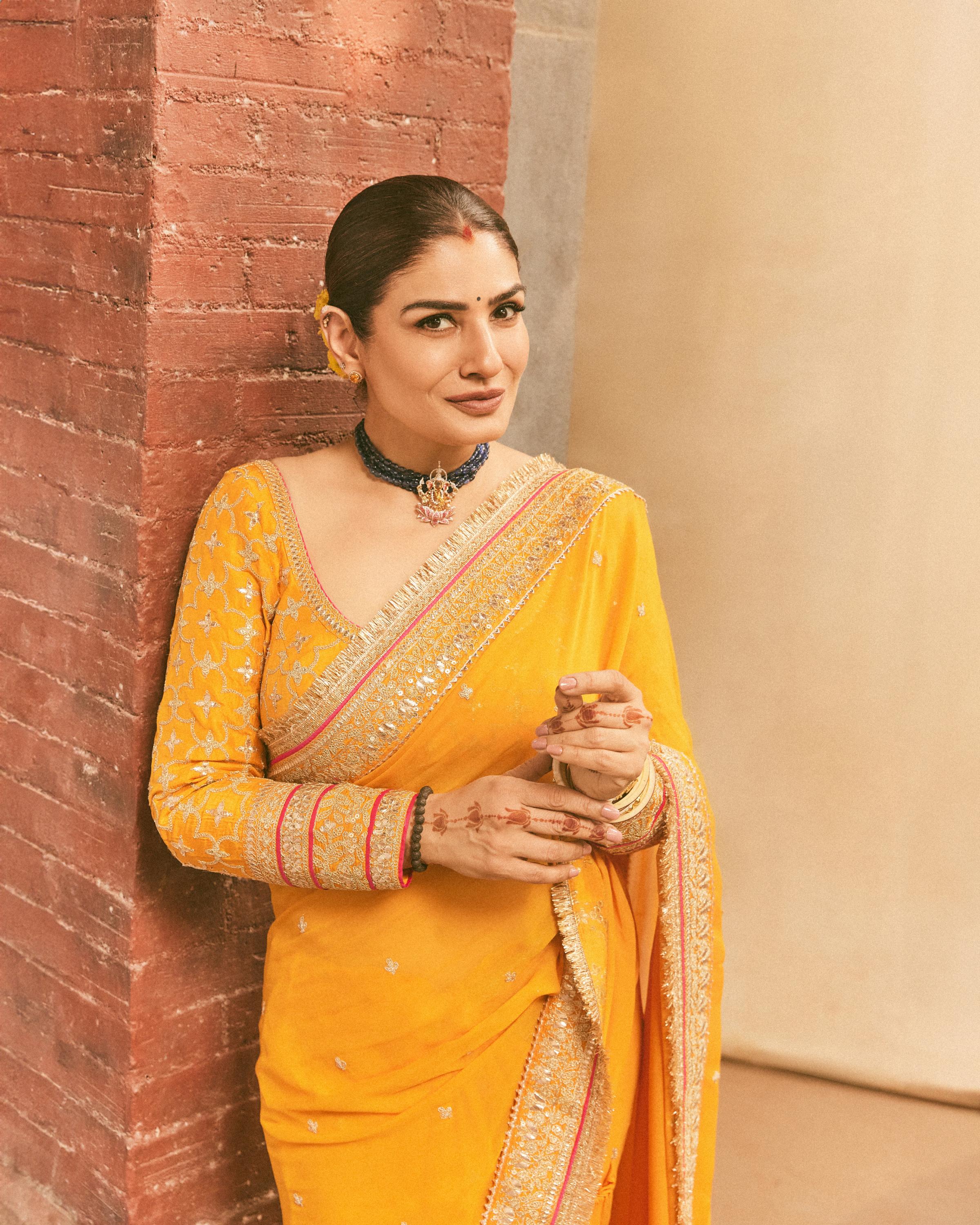 Raveena Tandon in Dilruba Saree Set