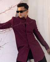 Wine Noir Achkan Set