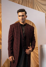 Crimson Dust Achkan Set