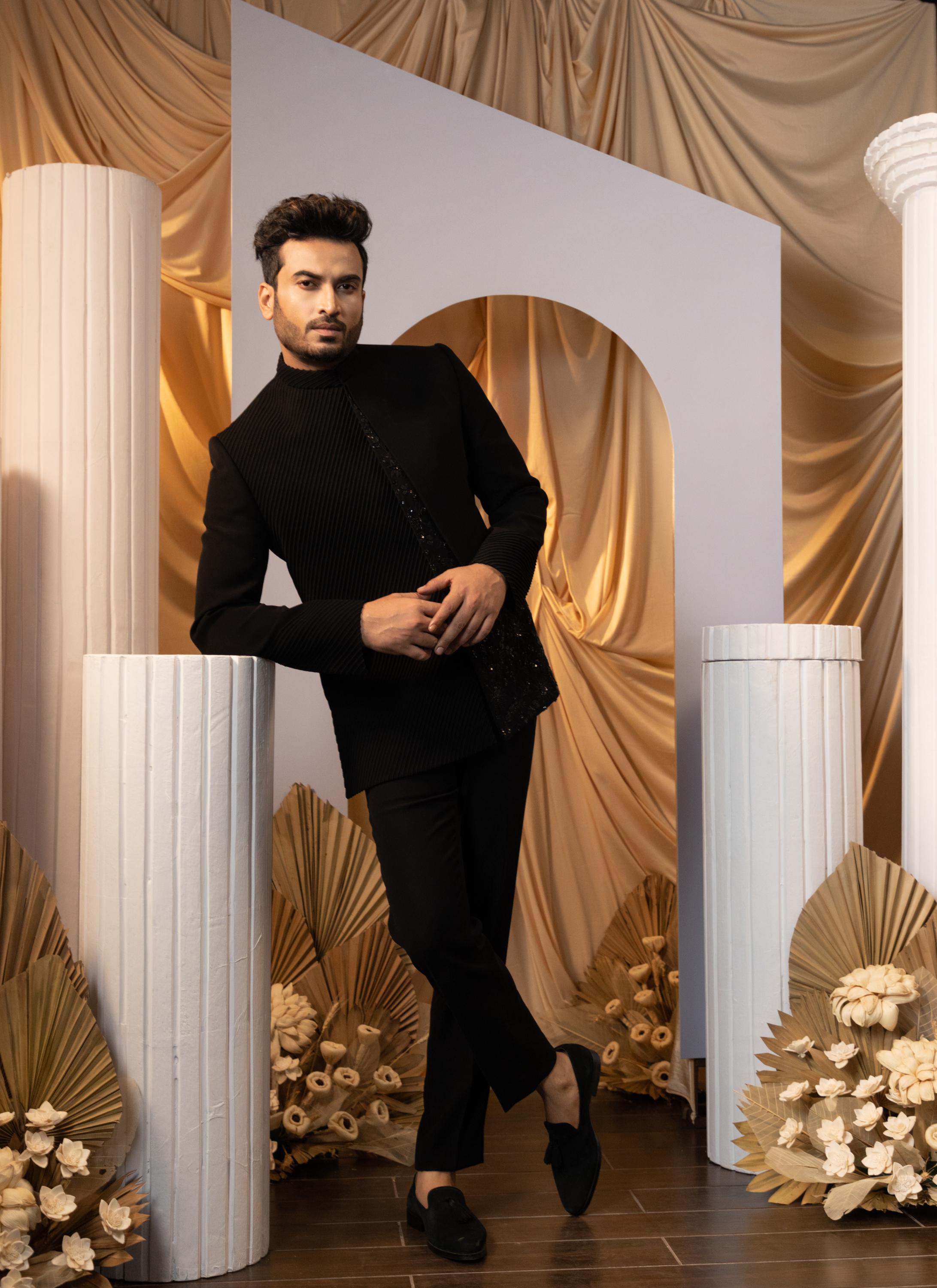 Charcoal Whisper Bandhgala Set