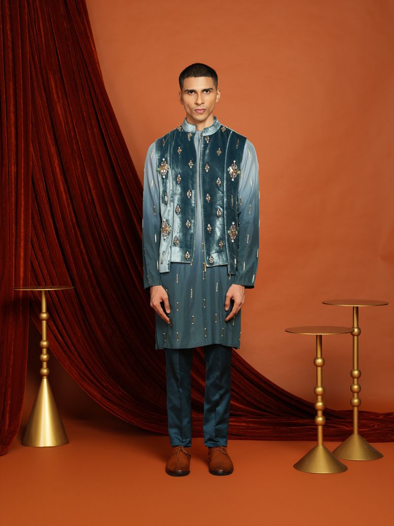 NOAH - BLUE VEST JACKET SET